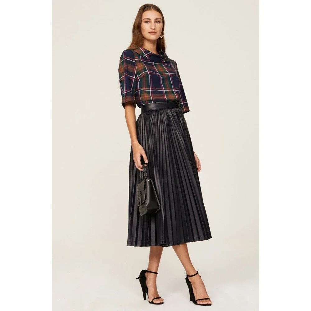 Trina Turk Kailee Plaid Roll Neck Boxy Top Size Large Women’s Classic Workwear - Picture 1 of 11